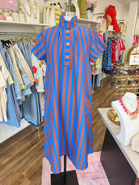 Glam- Royal Stripe Midi Dress