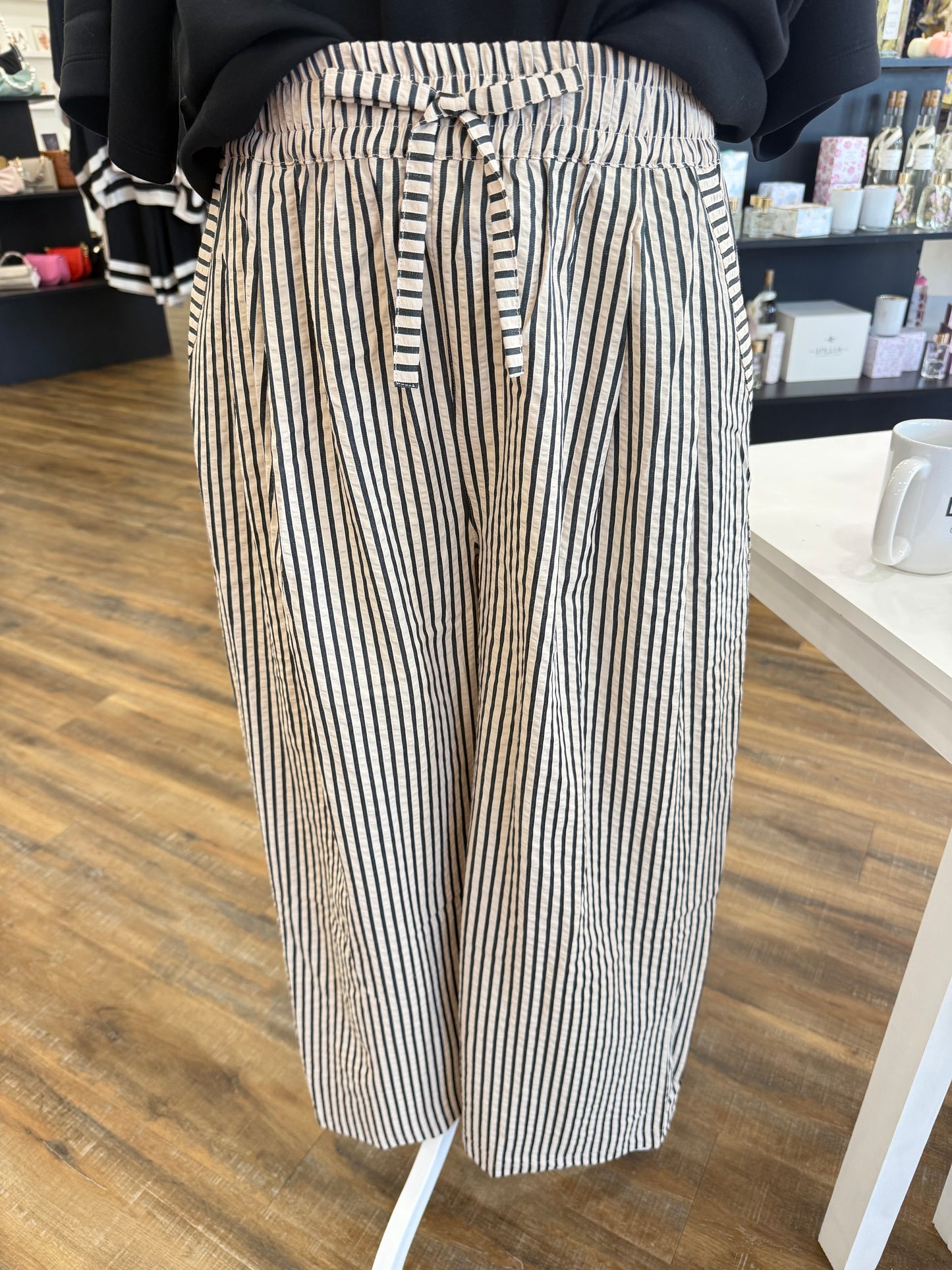Umgee- Plus Latte Stripe Pants