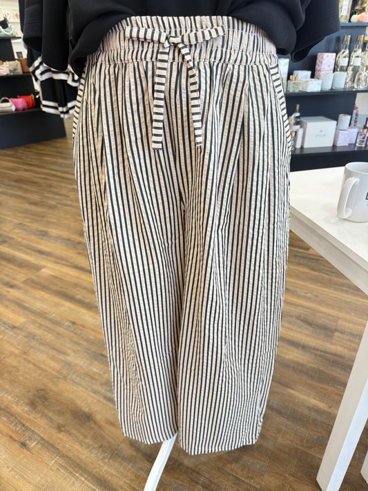 Umgee- Plus Latte Stripe Pants