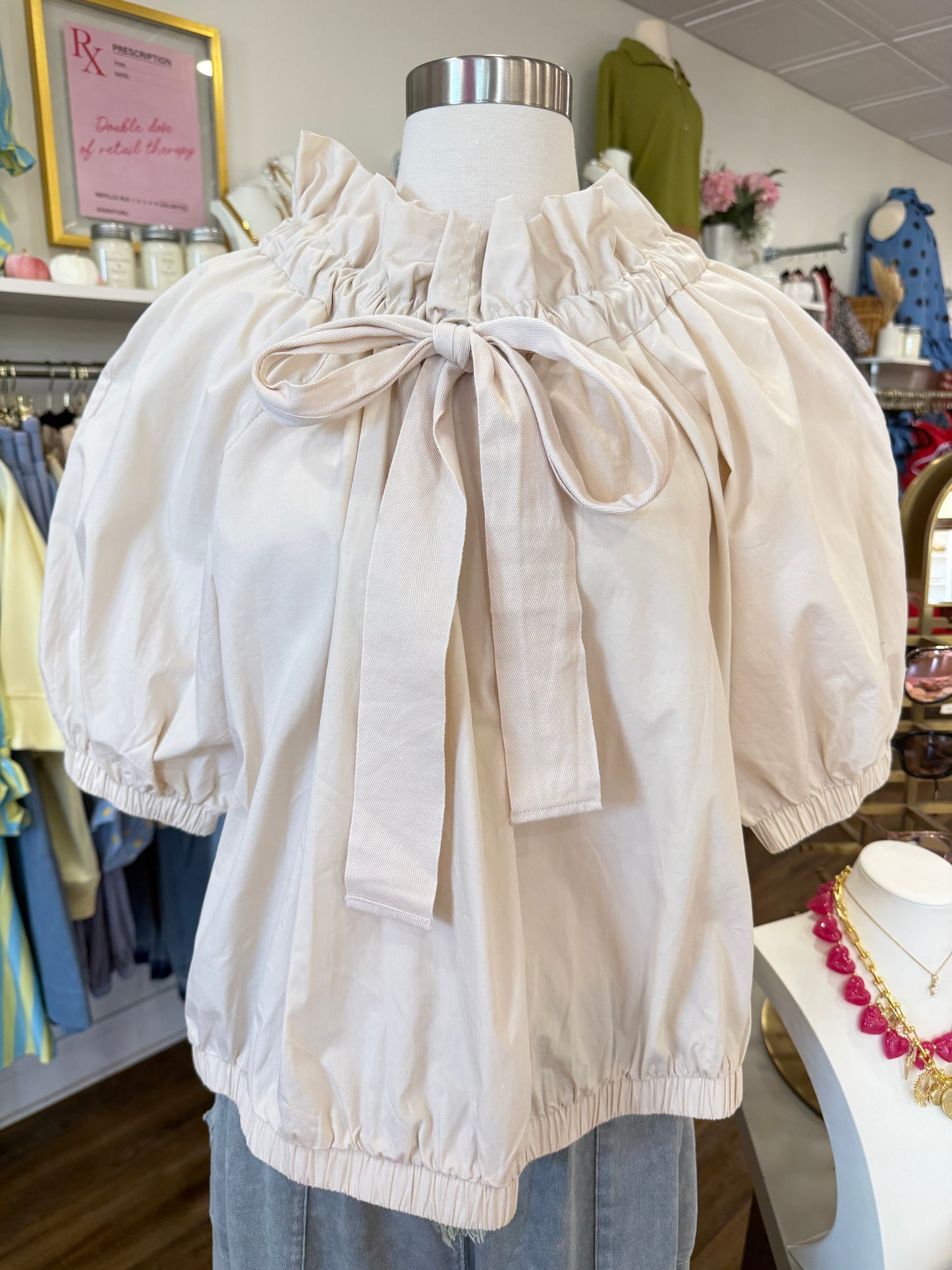 Jodifl- Cream Bubble Top