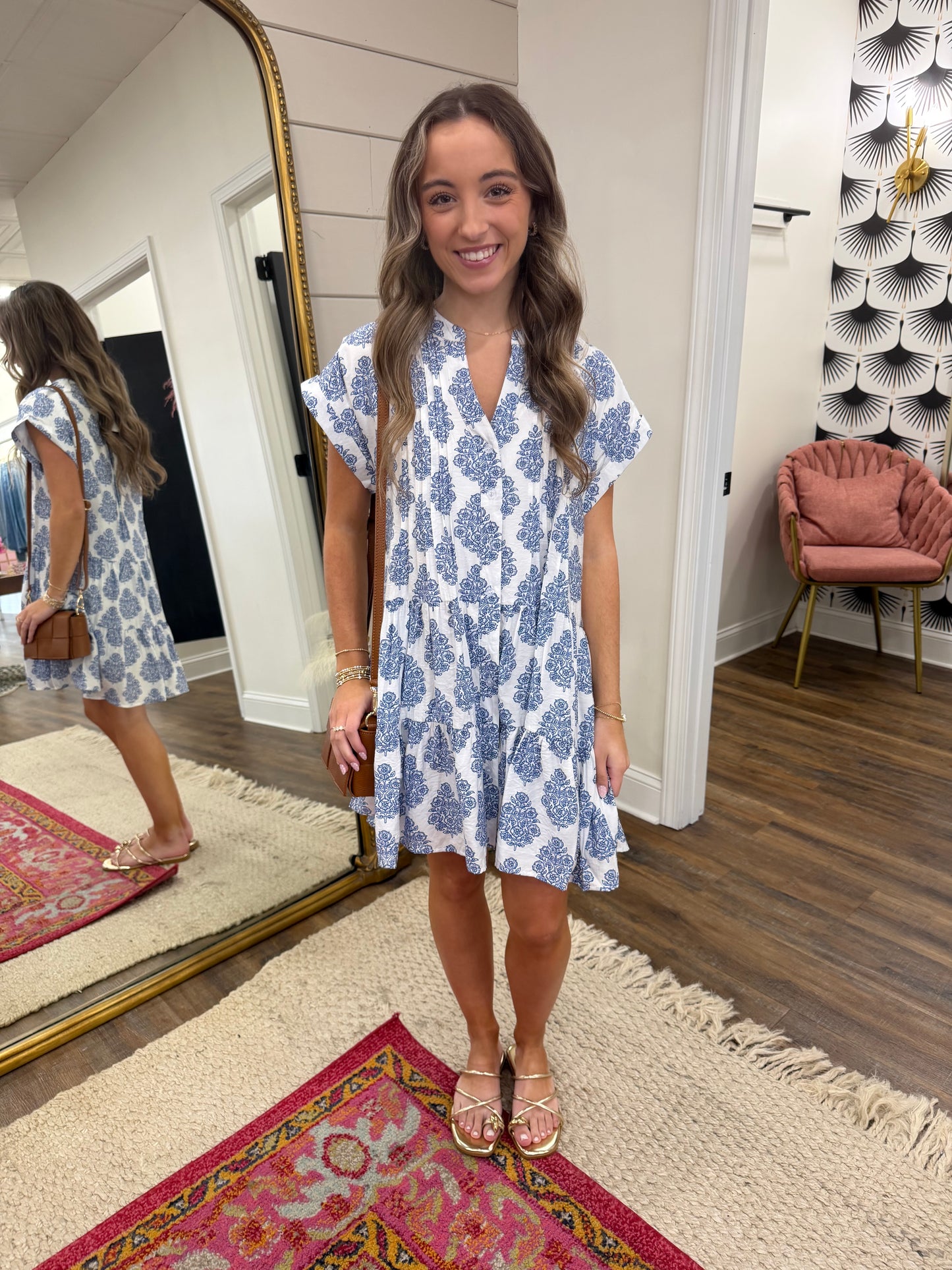 Tiered Blue Dress