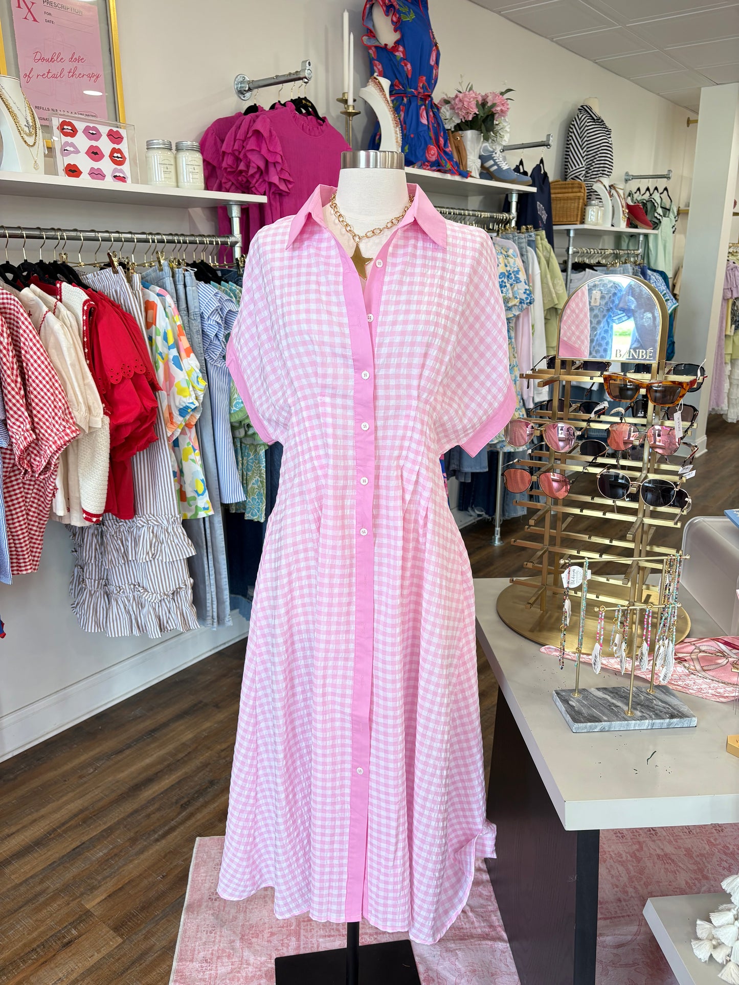 BR- Pink Checkered Midi Maxi