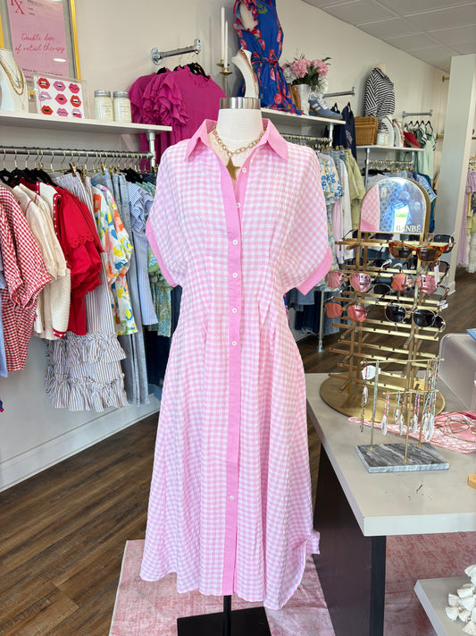 BR- Pink Checkered Midi Maxi