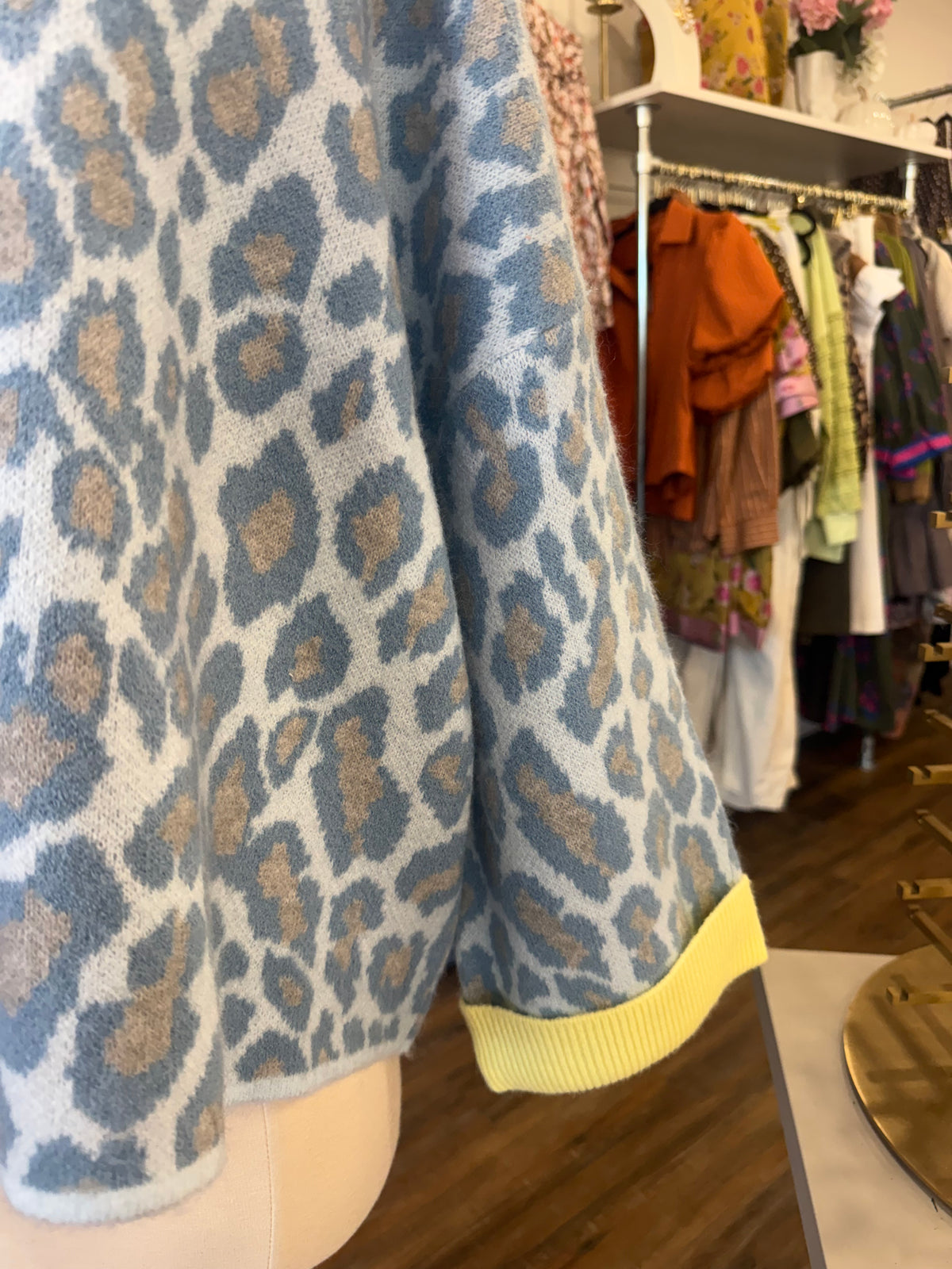 Bibi- Blue Leopard Sweater