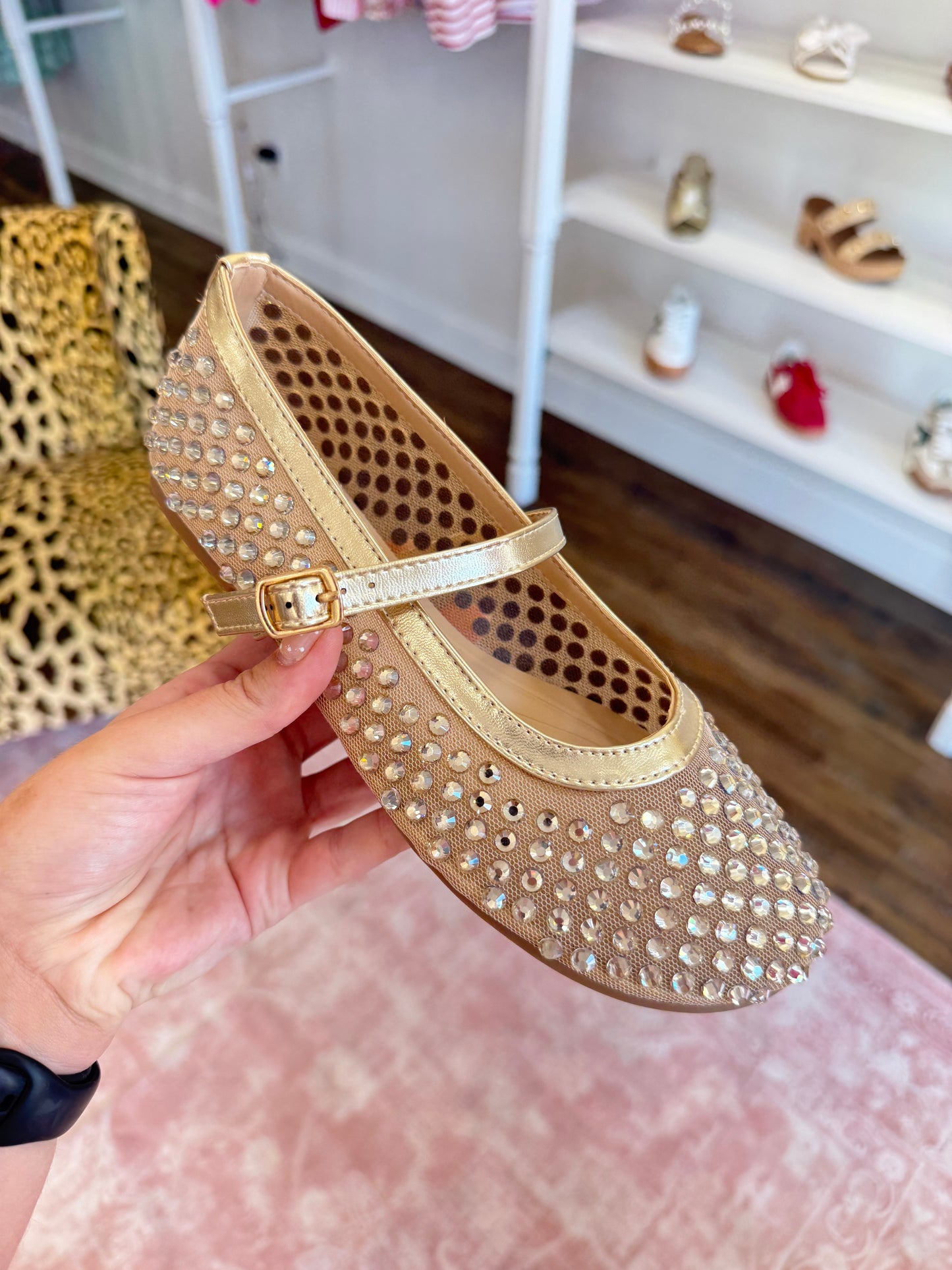 PD- Gold Rhinestone Flats