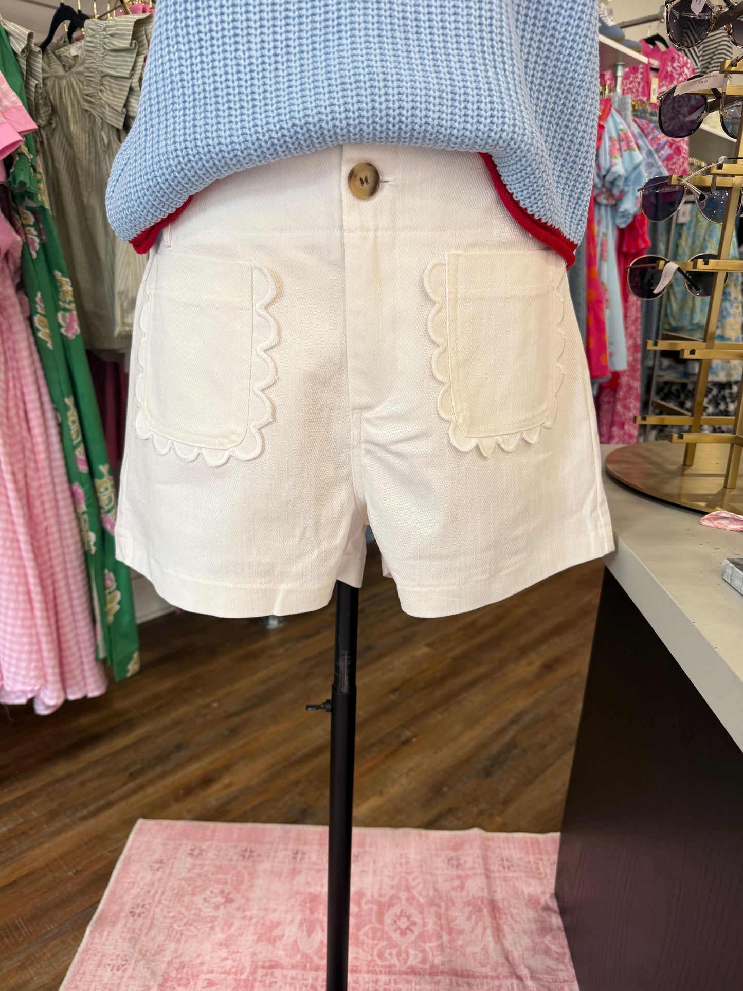 Glam- Ivory Scallop Shorts