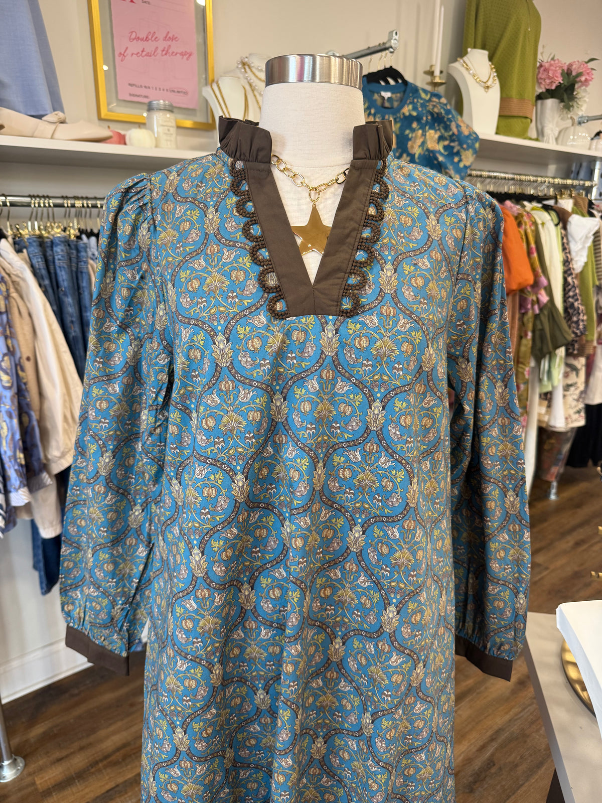 Jodifl- Teal Floral Midi Dress