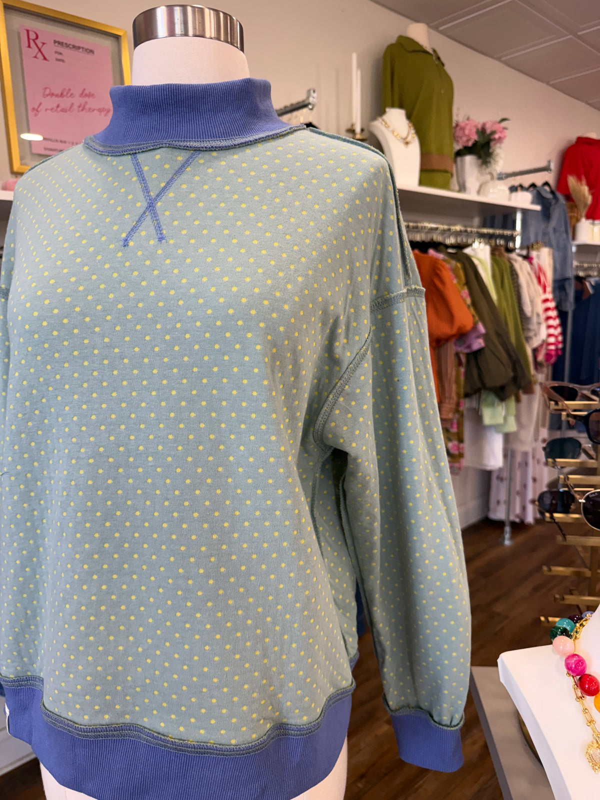 Umgee- Reversible Stripe & Polka Dot Pullover