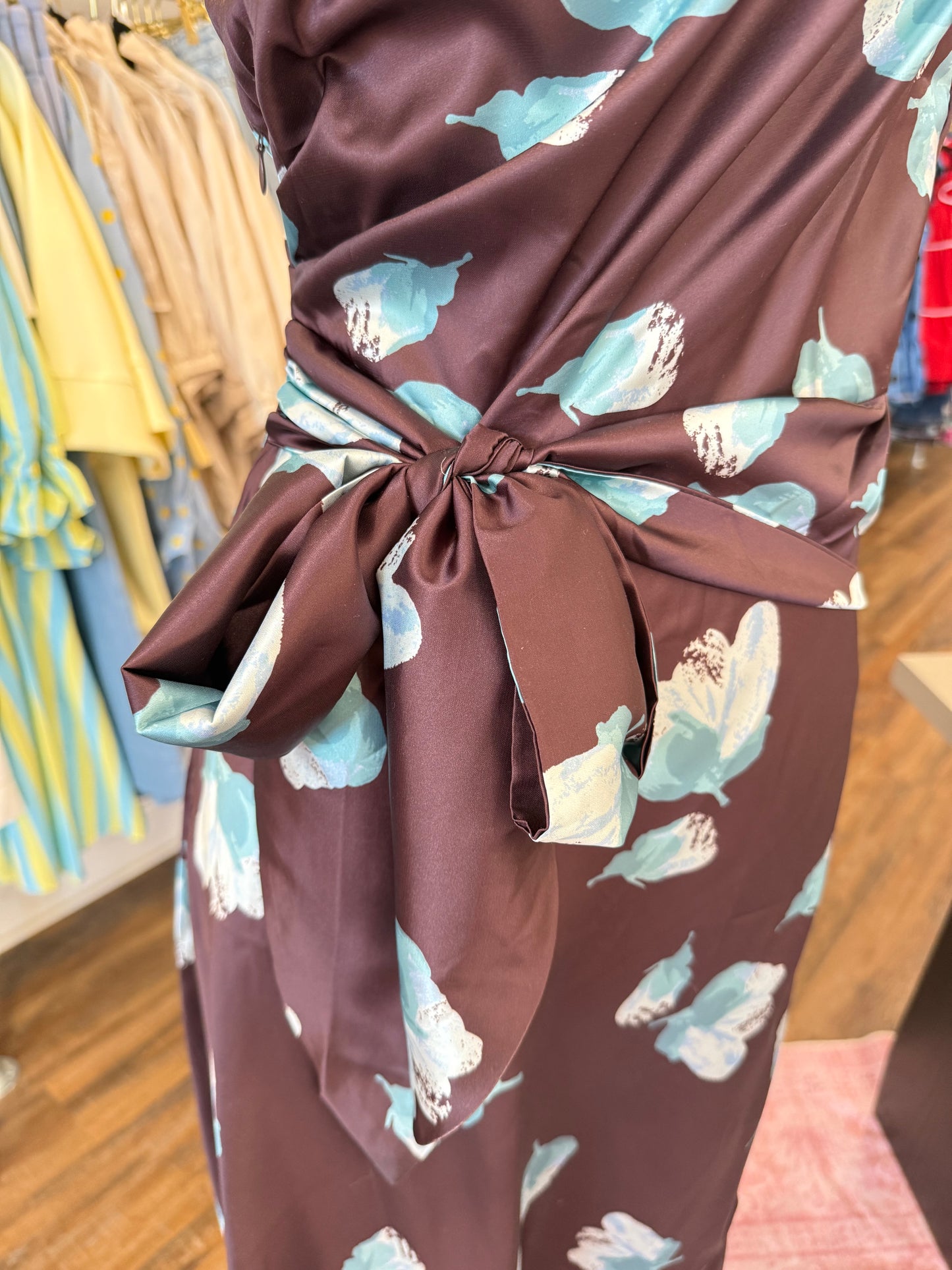 Glam- Brown Floral Midi Dress