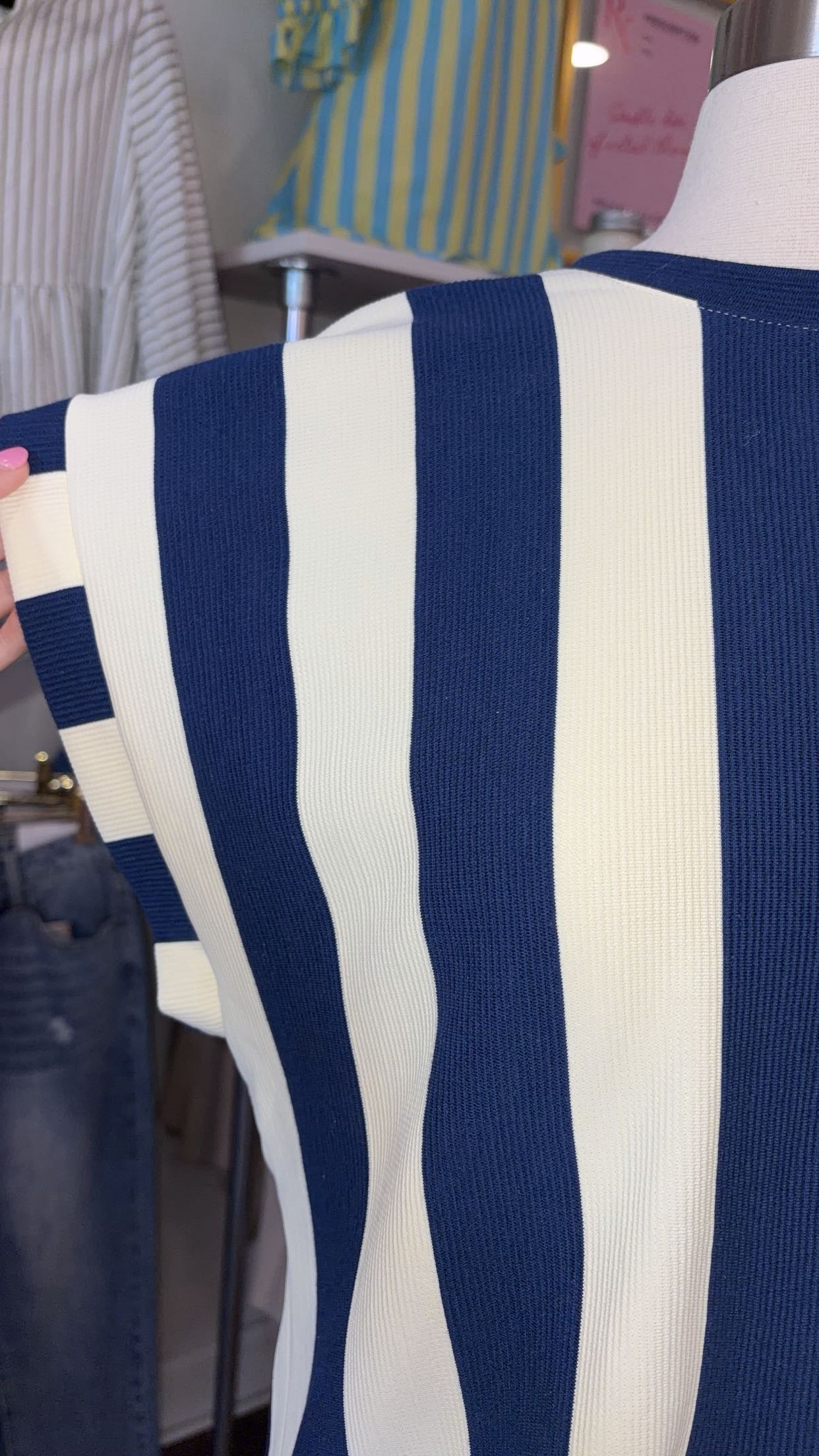 Glam- Navy Stripe Top