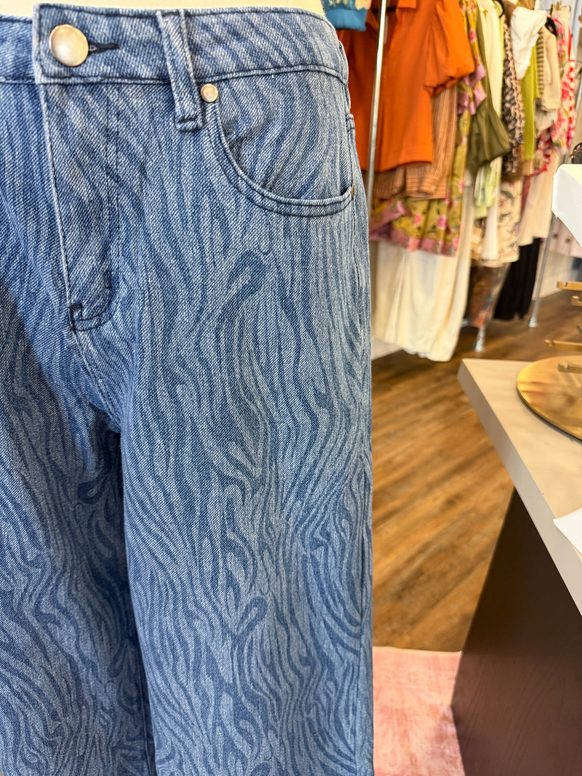 ES- Zebra Washed Denim Jeans