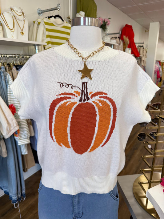 S+S- Cream Pumpkin Sweater Top