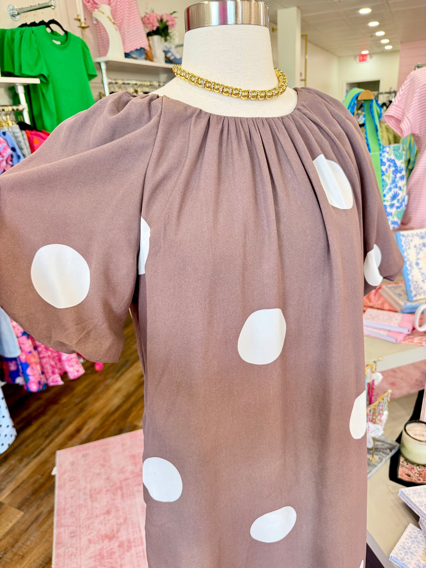 LAS- Brown Polka Dot Dress