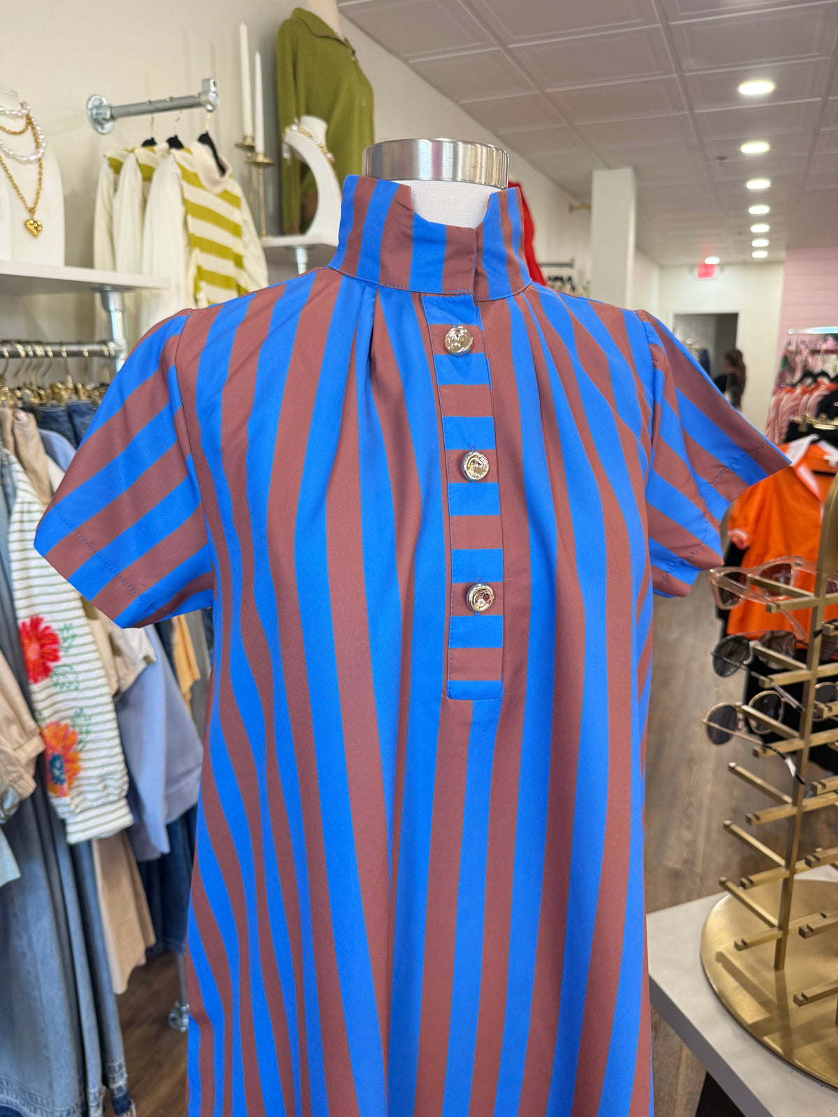 Glam- Royal Stripe Midi Dress