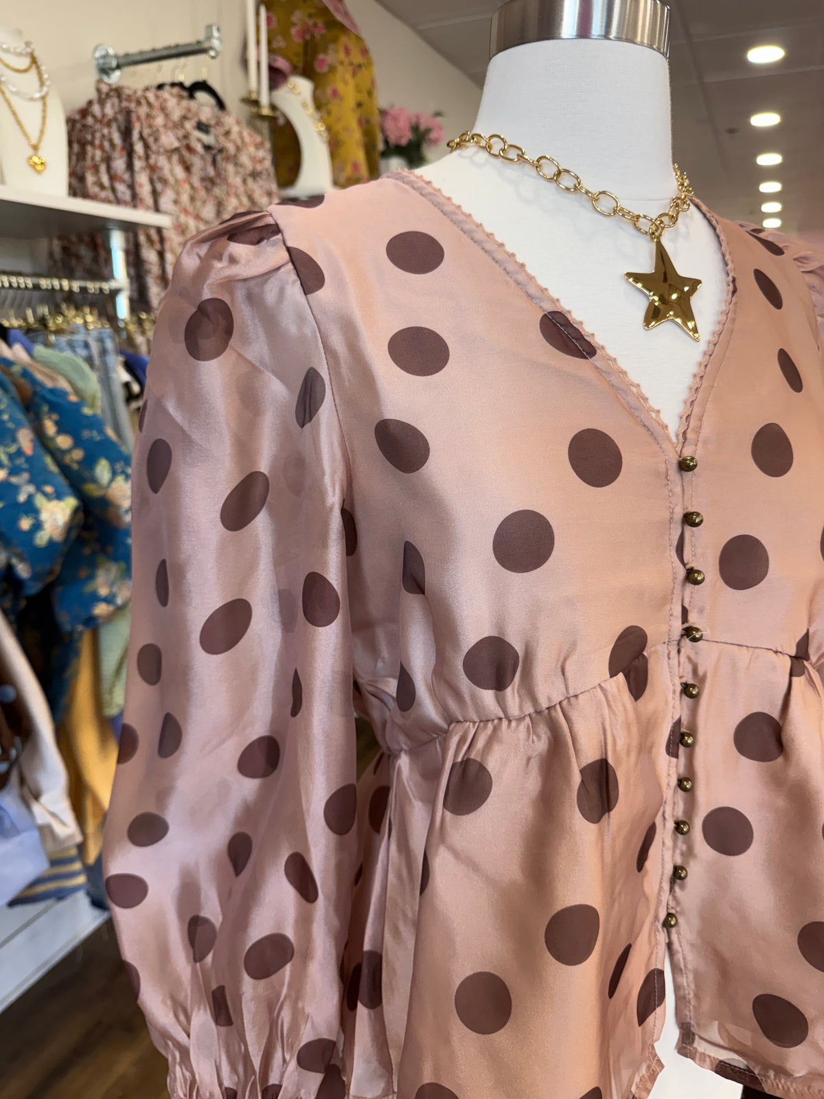 Entro- Taupe Polka Dot Top