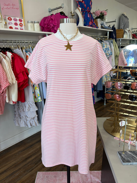 1W- Pink Mock Neck Dress