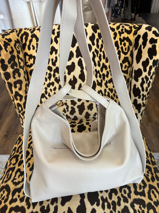 Leather Cross Backpack - Ivory