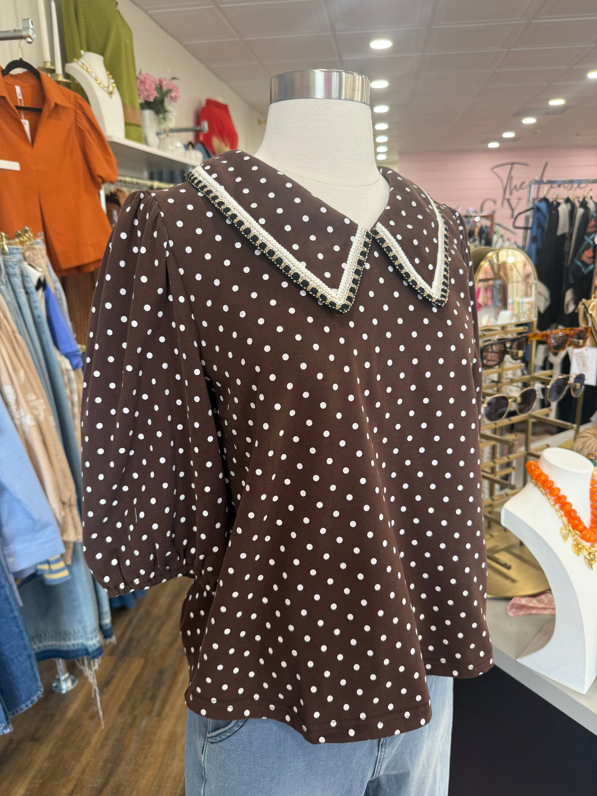 VOY- Brown Frenchterry Top