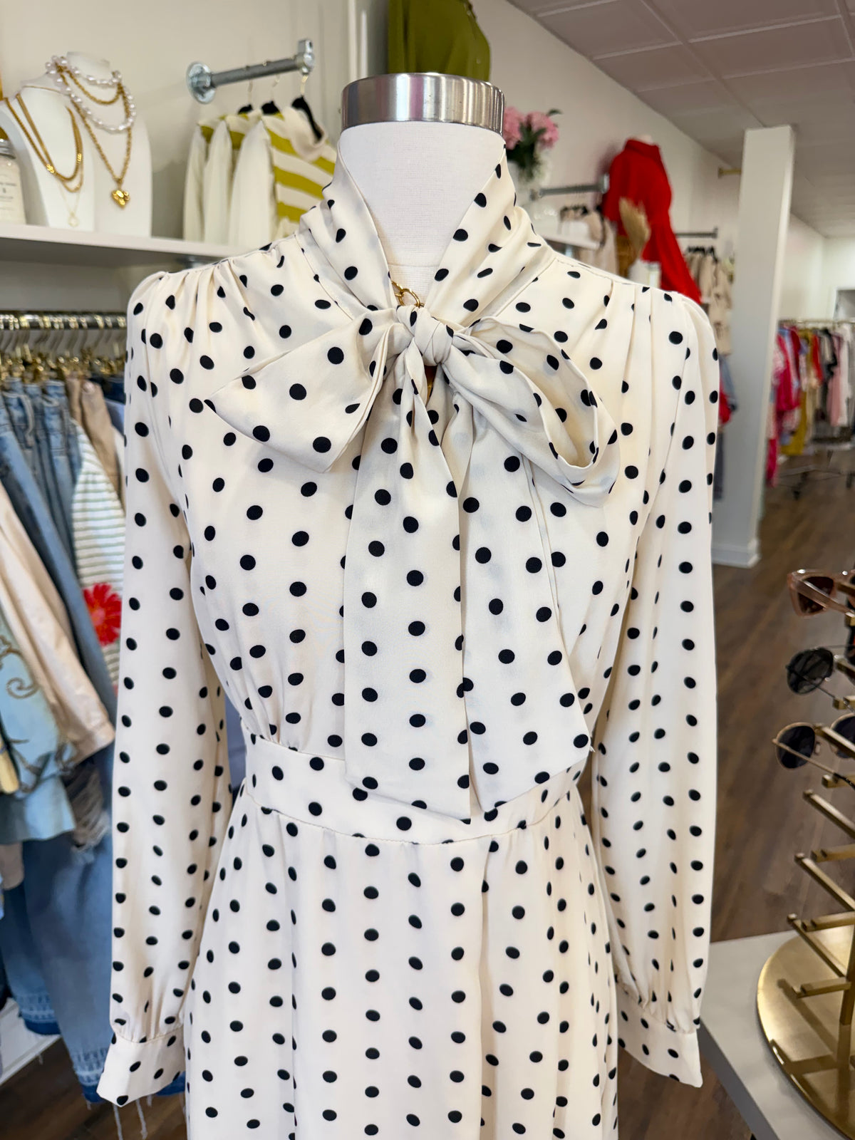 LS- Polka Dot Midi Dress
