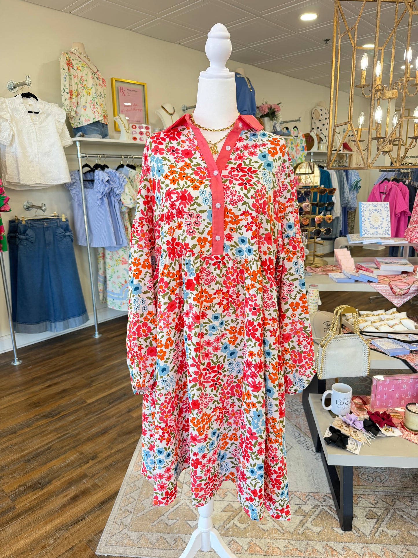 66DISCO Floral Puff Sleeve Mini Dress
