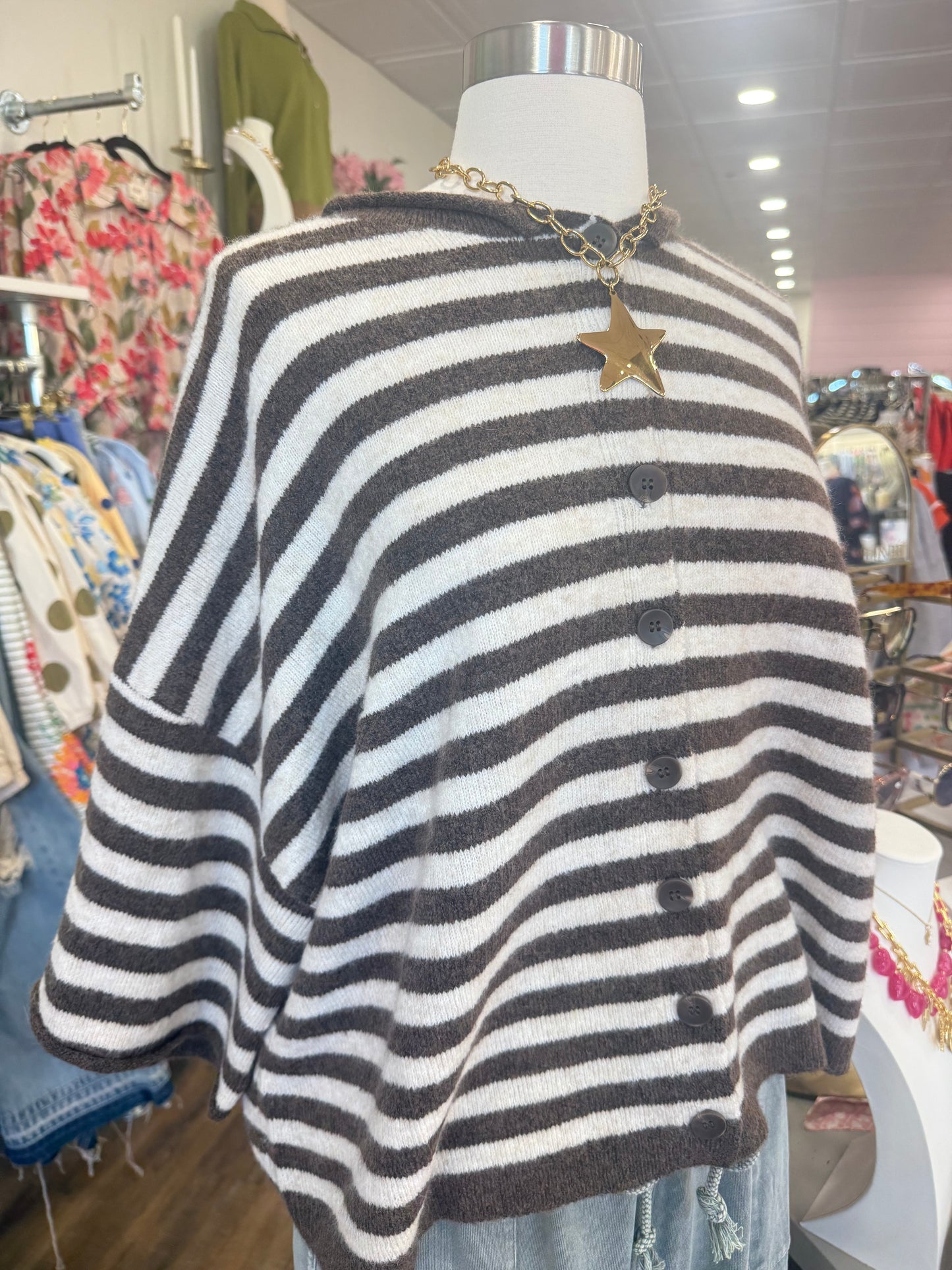 BP- Chocolate Brown Stripe Cardigan