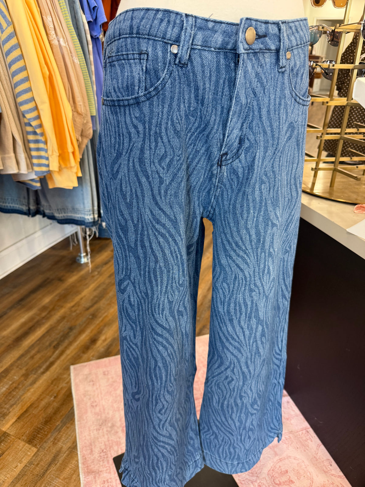 ES- Zebra Washed Denim Jeans