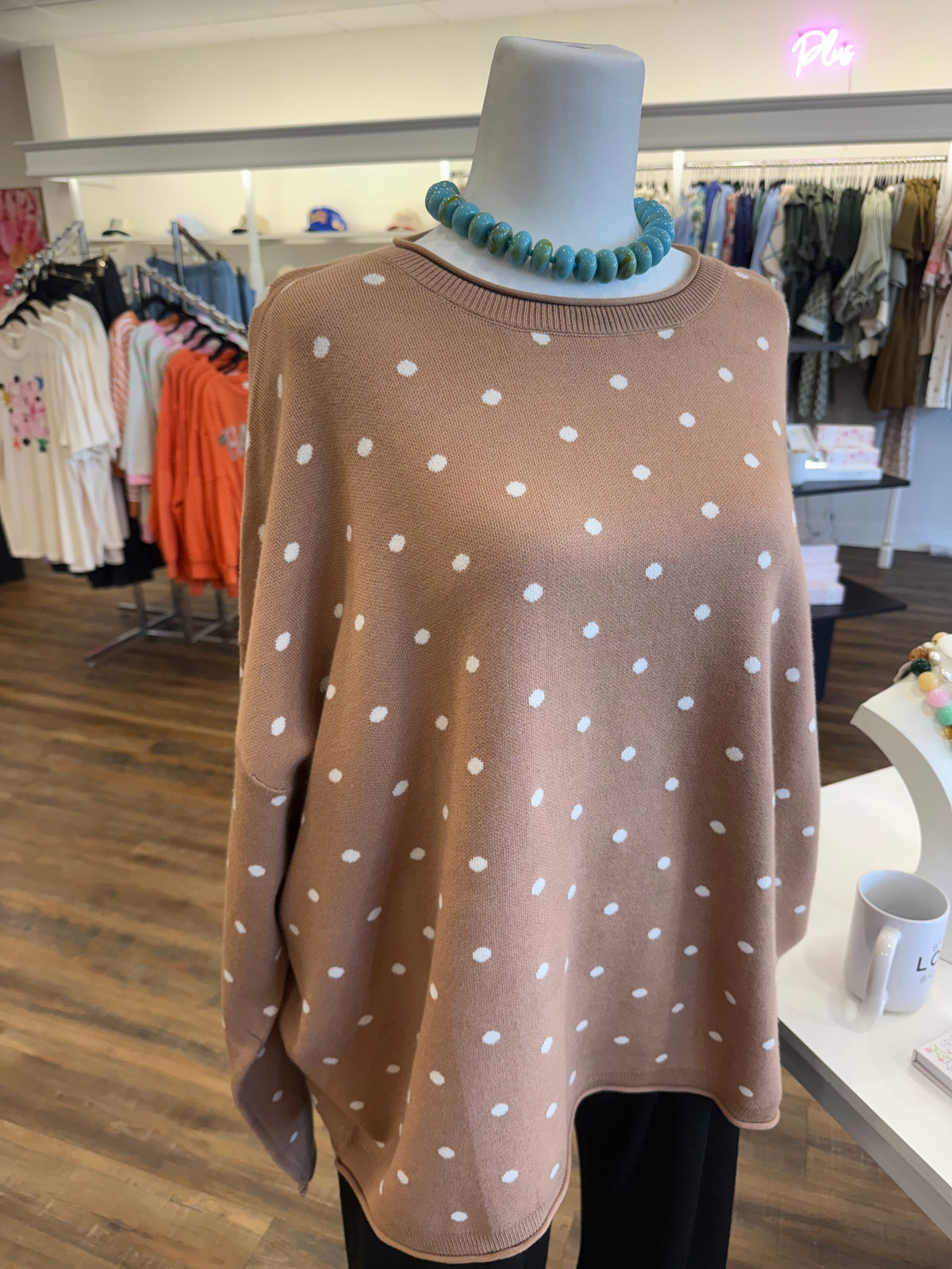 WM- Plus Camel Polka Dot Sweater