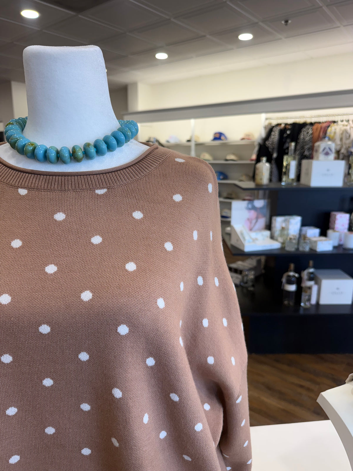WM- Plus Camel Polka Dot Sweater