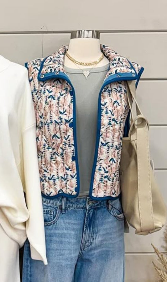 Teal Harvest Blooms Vest