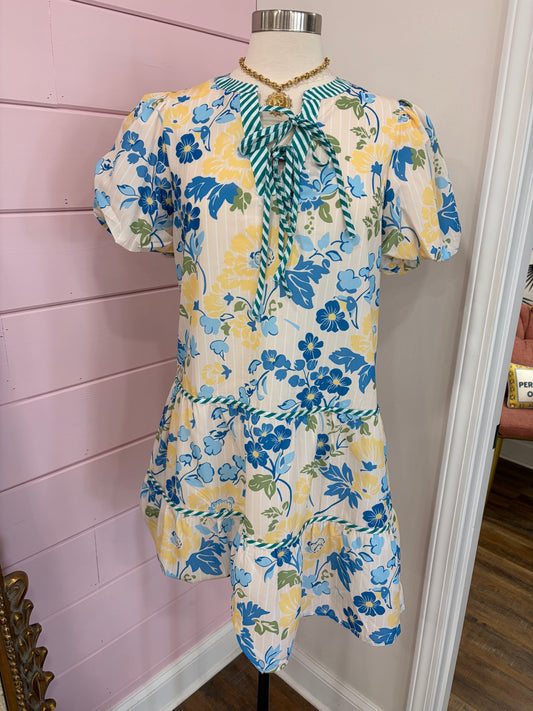 Aapparella- Blue Floral Print Dress