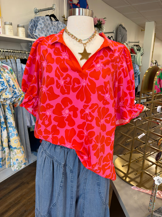 MS- Garden Samba Pink Top