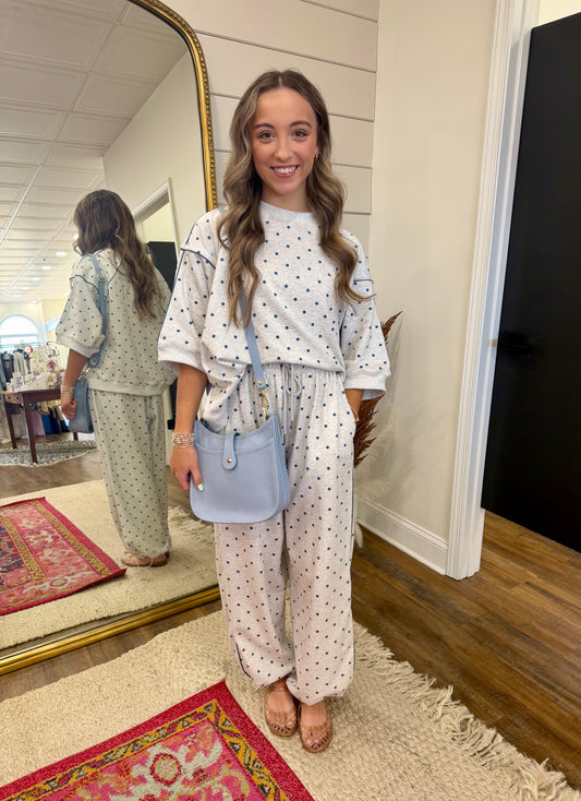 Piping & Mini Dot Terry Top